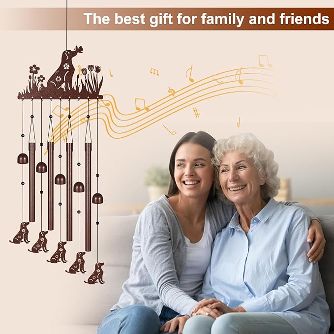 Dog Wind Chimes for Outside,Memorial Wind Chimes Gifts for Women and Grandma,Patio Garden Decor,Windchime in Loving Memory Outdoor Decoration for Yard, Patio, Porch, Lawn, Landscape