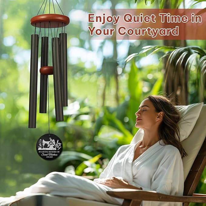 Personalized Sewing Memorial Wind Chime – “in Loving Memory of” Golden Engraved Sewing Machine Design – Custom Name & Years Sympathy Gift for Loss of Loved One – Memorial Windchimes for Craft Lovers