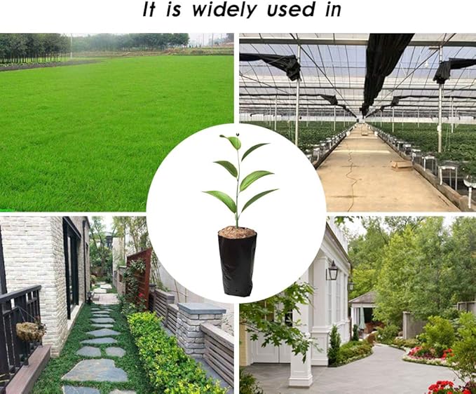 100 PCS Thicken Plastic Nursery Bags for Plants Fruit Flower Grow Bags Seedling Pots (6.69x11.81 in)