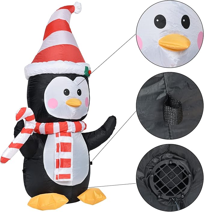 DearHouse 4 FT Inflatable Christma Penguin,Led Lights Xmas Holiday Blow Up Family Party Decoration Yard Lawn Favors Indoor Outdoor Inflatables
