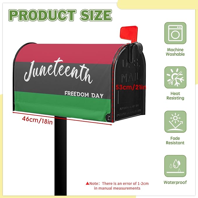 Juneteenth Mailbox Covers Freedom Day Magnetic Mailbox Covers Black History Month Mailbox Cover Holiday Mailbox Decorations for Garden Yard Farmhouse Standard Size 21x18 inch