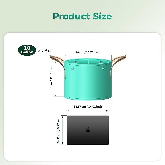 (BFCM Deal) 7 Pcs 10 Gallon Grow Bags, PE Garden Grow Bags for Plants with Branch-Binding Holes and Bottom Drain Holes, Ideal for Vegetables, Strawberries and Flowers