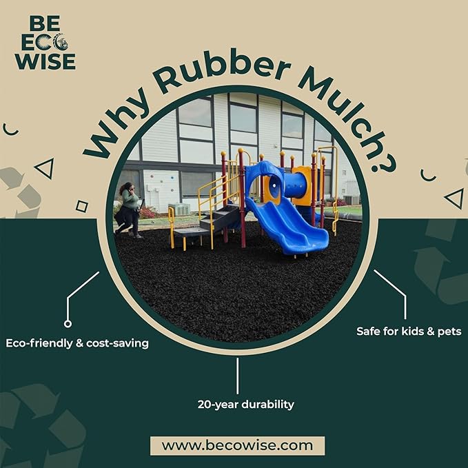 – 100% Wire-Free Premium Grade Shredded Rubber Mulch for Playgrounds & Landscaping | Safe for Kids & Pets, No Replacement Needed, Ultra Durable | Black, 20 lb (1.2 cu ft)