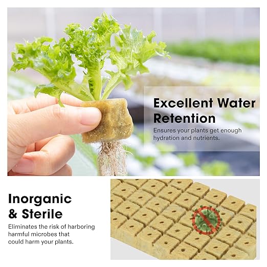 VIVOSUN 1 Inch Rockwool Cubes, Grow Cubes for Hydroponics, Cuttings, Cloning, Plant Propagation, Seed Startling, 2 Sheets 100 Plugs