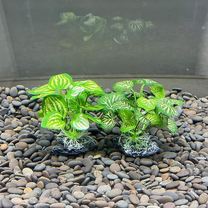 Smoothedo-Pets Aquarium Plants Betta Fish Tank Decorations 4inch/2pcs Soft Silk Artificial Plant Goldfish Waterscape Fish Hides Snake Tank/Reptiles Plants(A-2pcs Set/Green)