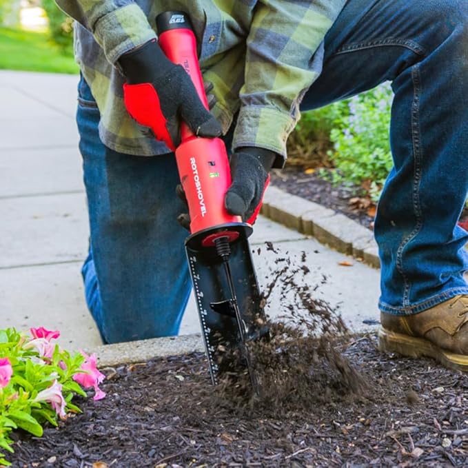 Powered Handheld Shovel with Auger & Safety Shutoff for Gardening, Landscaping & Planting - 12 Volt Battery & Charger Included