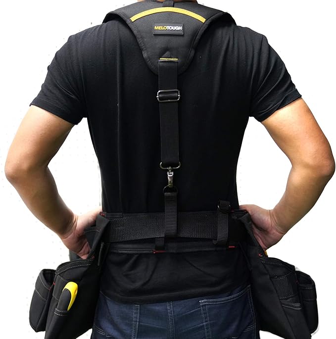 MELOTOUGH Construction Work Belt Padded Suspender Tool Belt Suspenders for Electrican Heavy Duty Big and Tall