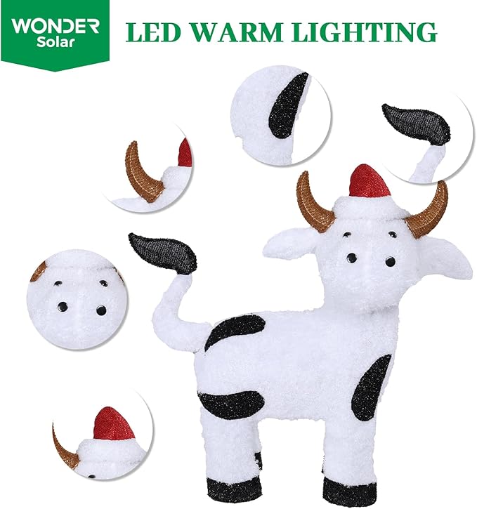 Light Up Cow Christmas Outdoor Decoration, Farm Animal 30.3” Christmas Highland Cow Light, Xmas Indoor/Outdoor Holiday Decor for Home, Yard, Garden, Lawn