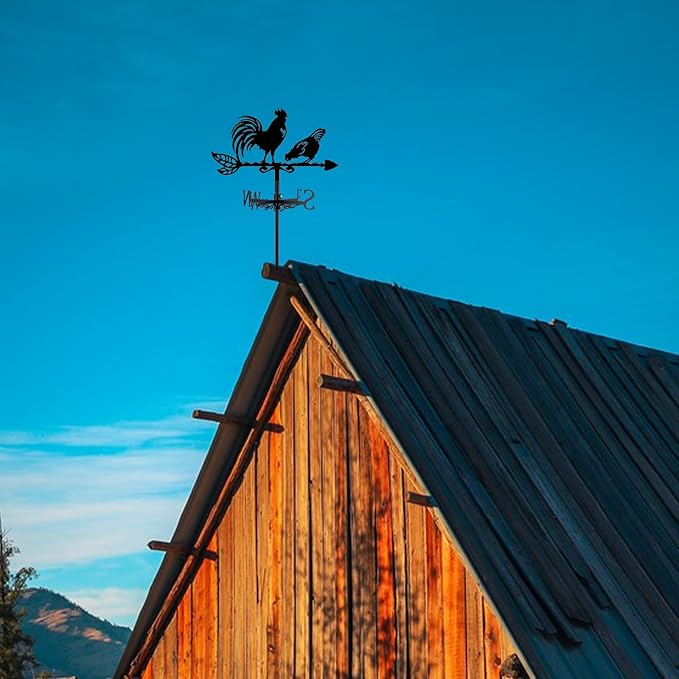 SUPERDANT Rooster Weathervanes Animal Metal Weathervane Black Weather Vanes for Yard Garden Art Decor for Roof Indicators Metal Rooster Wind Vanes Outdoor Farm Barn Sheds Garden Patio Decoration