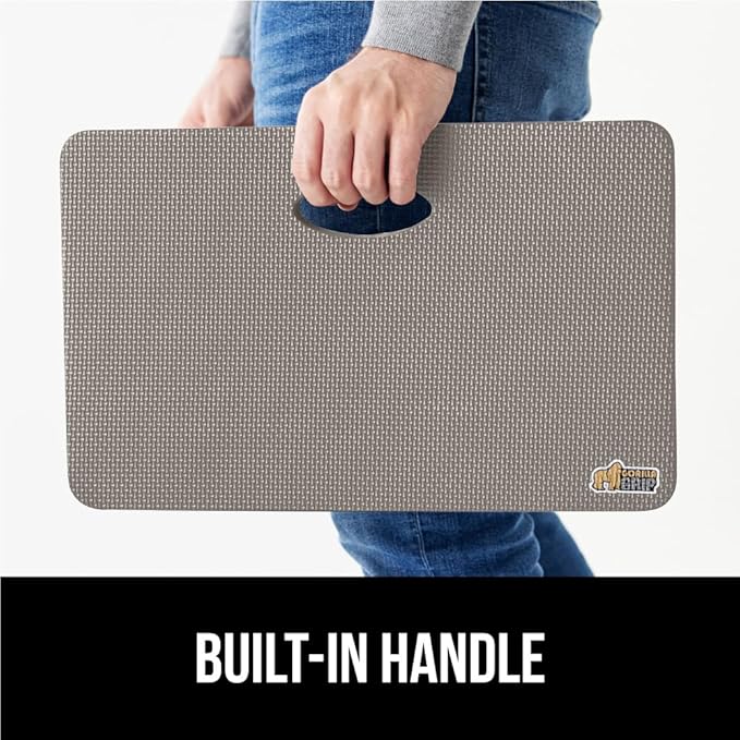 GORILLA GRIP Extra Thick Patent Pending Soft Foam Kneeling Pad, Supportive Large Cushion Knee Pads for Gardening, Baby Bath Time, Dirt and Water Resistant, Workout and Garden Supplies, 17.5x11, Gray