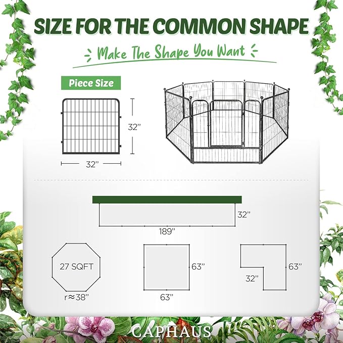 CAPHAUS Decorative Garden Fence, 32 Inch x 21 FT Heavy Duty Iron Fencing Landscape Patio Flower Bed Animal Barrier Border Edging Section, Panel Decor, Folding Wire Fence for Yard for Dog Outdoor
