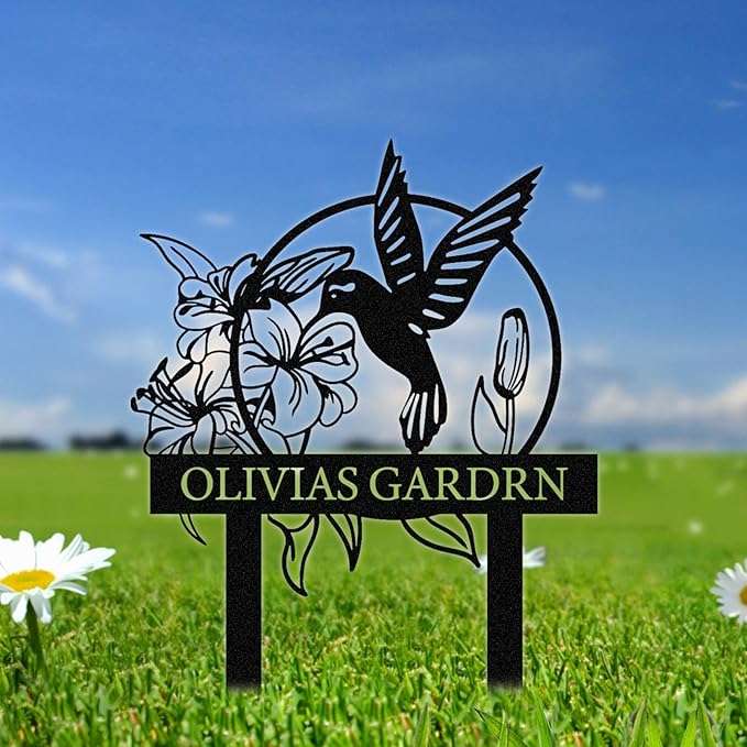 Personalized Metal Garden Sign with Stakes, Garden Decor for Outside, Custom Metal Signs Outdoor, Decorative Yard Stakes, Family Name Sign, Patio Decor, Lawn Art, Housewarming Gifts