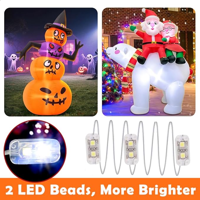 Inflatable Fan Replacement 12V 0.8A, Mini Air Blower Fan with 12V 1A Adapter and 3 LED Bulbs for Halloween Christmas Inflatable Outdoor Yard Decorations