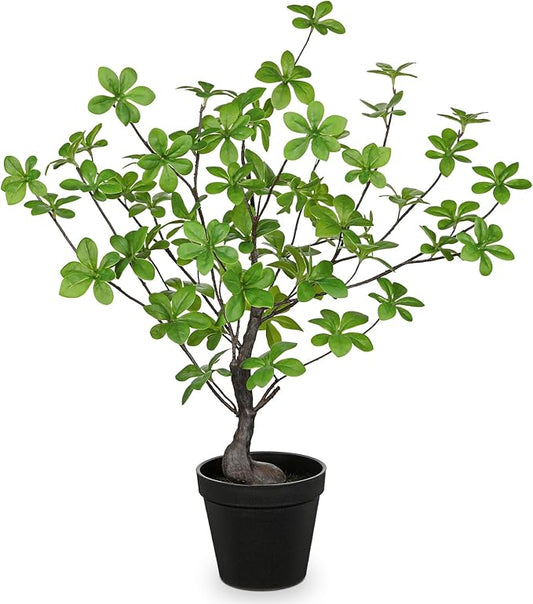 Artificial Plants Indoor with Pot, Faux Plants Indoor Tabletop, 21.6" Tall Fake Potted Plants, Silk Artificial Desk Plant Bonsai Tree for Home & Office, Farmhouse, Bedroom, Living Room Table Decor