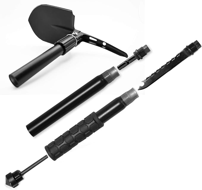 Emergency Zone 12-in-1 Collapsible Folding Shovel | Military 19.5 Inch Survival Shovel | Multitool with Carrying Case | Great for Hiking, Camping, Backpacking, Gardening, to Keep in Your Car | 5 Pack