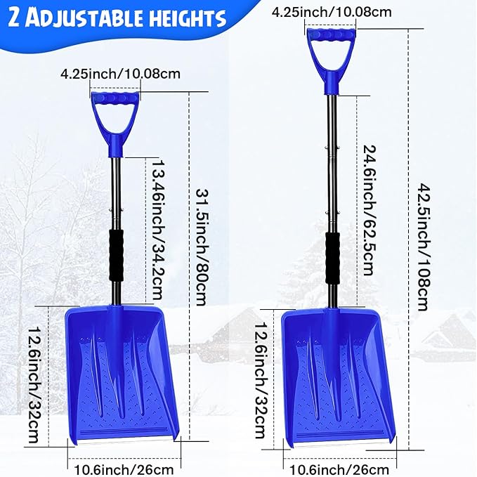 Snow Shovel, Emergency Shovels for Driveway with D-Handle, Overall 41-Inch Long Garden Shovel for Car, Garden Tools, Blue
