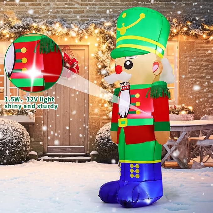 COMIN 6.5FT Christmas Inflatable Nutcracker Soldier Blow-Up Yard Decoration with LED Lights Xmas Holiday Décor for Outdoor Lawn Garden