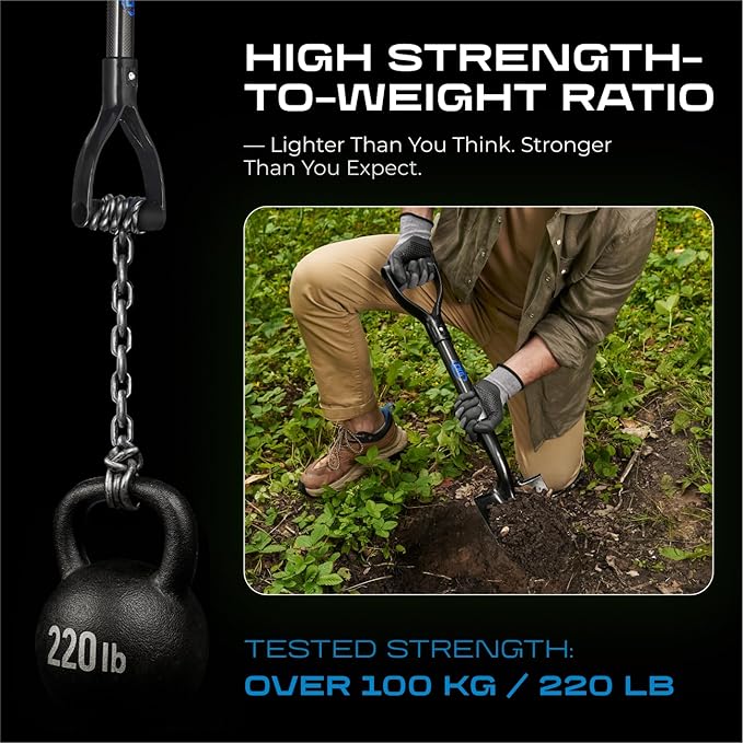 CKG Small Shovel Carbon 28 Inches Lightweight Camping Portable Shovel Ideal for Digging, Small Garden Shovel with D Handle Round Point Blade Camp Shovel