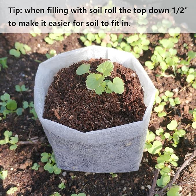 Belit Nursery Growing Bags, 200 Pcs Fabric Seedling Pots Non-Woven Pouch for Gardening Seed Plant Bag, Potato, Flower, Tomato Plant Starts (5.6" x 7.4 ")
