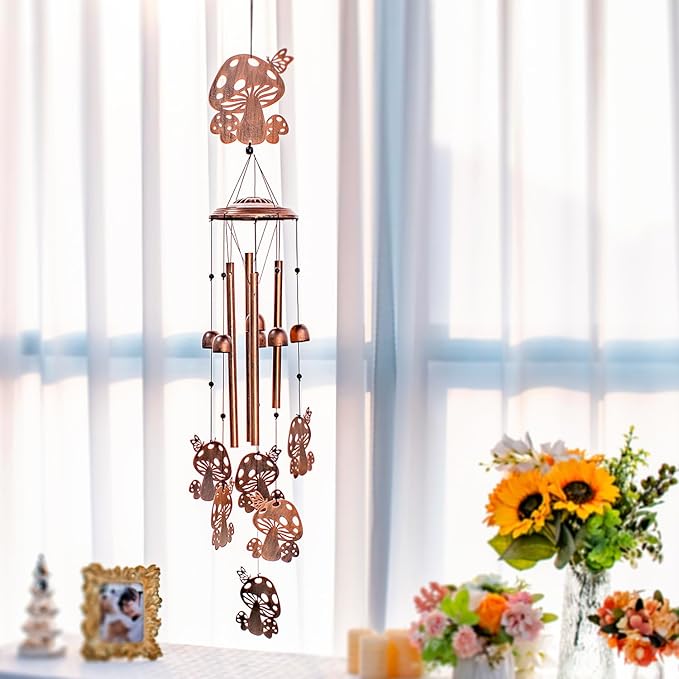 Mushroom Wind Chimes Outdoor Mushroom Gifts for Women Mom Men Dad Unique Birthday Gifts Metal WindChimes for Outside/Indoors, Patio, Lawn, Yard, Home Decor, Outdoor Decor, Garden Decorations