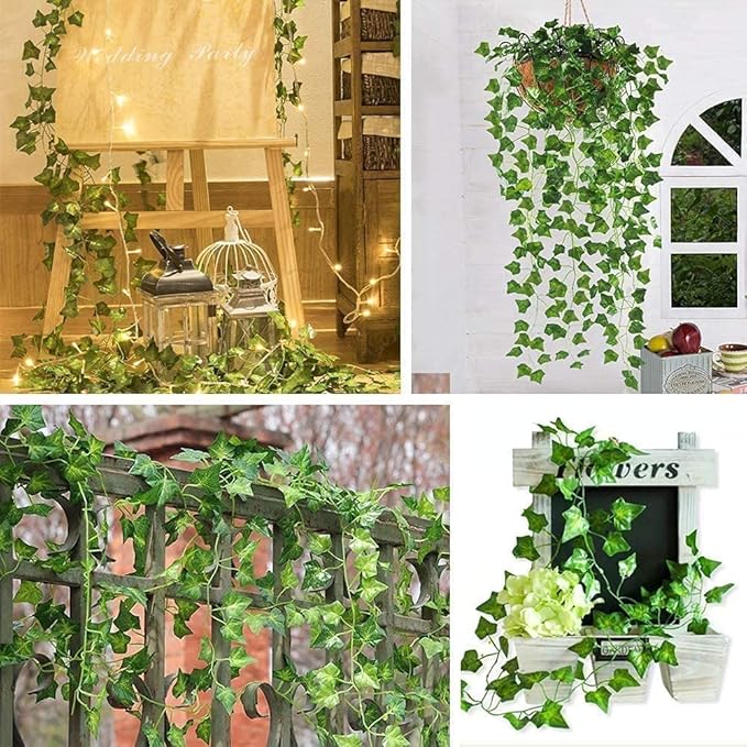 Unilove 84 feet 12 Pack Fake Vines Artificial Ivy Leaves Plants Hanging Greenery Plant Garland for Bedroom Office Wall Decor Indoor Outdoors (84Ft Ivy Leaves)