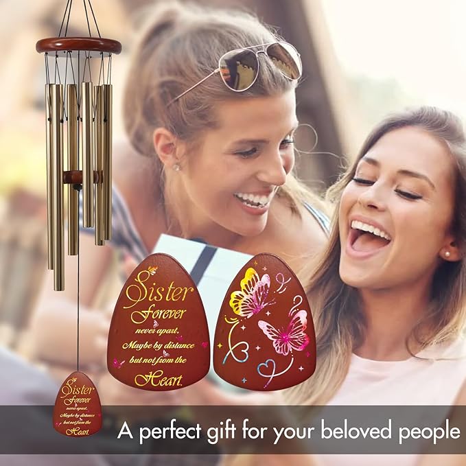 Sister Birthday Gifts idea Wind Chimes, Butterfly Sister Gifts for Sister, Sister Gifts from Sister for Thanksgiving Chirstmas Birthday Wedding Graduation Gift for Sister, Sister-in-Law