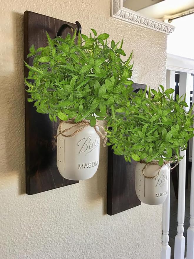 Artificial Fern Mint Leaves Stems Mix Plants 5pcs Realistic UV Resistant Fake Greenery Plants and Branches for Decor Home Indoor Outdoor Garden