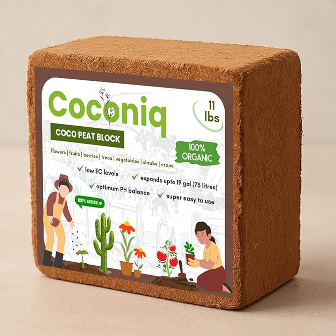 Coco Coir Block 10 Pounds - Large Compressed Coconut Fiber Brick for Potting, Gardening, Planting, Seed Starting, Indoor & Outdoor Plants