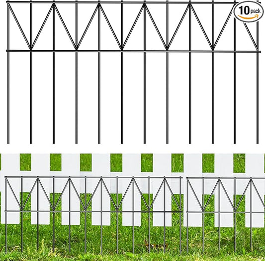 10 Pack 24" L x 15" H Animal Barrier Fence, Underground No Dig Fence Patented Product, 5.5mm Galvanized Stakes with 2 inch Spacing, Anti Digging for Dogs, Total 20Ft(L) X 15in(H) Black