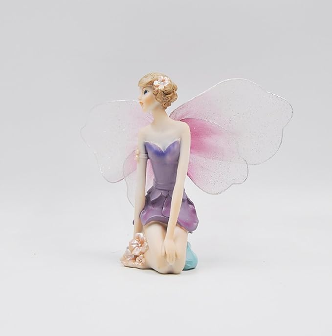 Comfy Hour Flower Fairy in Pastel Violet Dress Figurine, Collectible for Home Decoration, Fairyland Collection