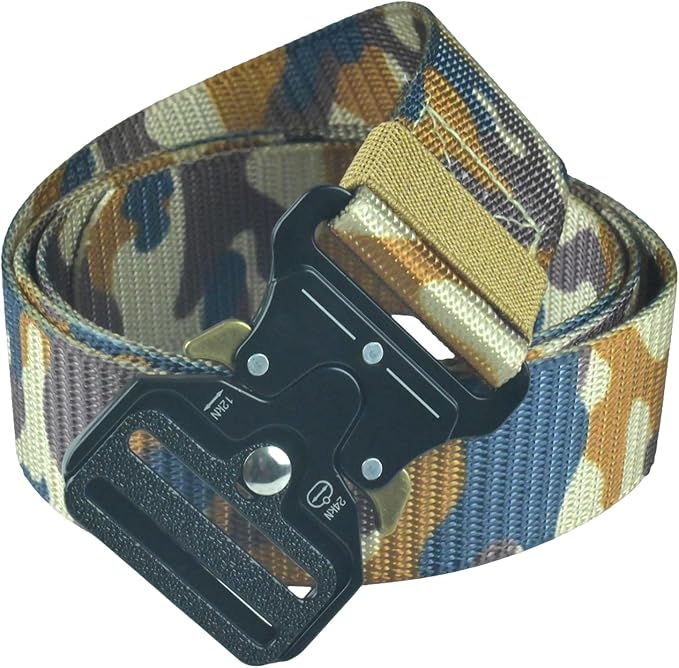 Tactical Belt, Military Hiking Rigger 1.5" Nylon Web Work Belt with Heavy Duty Quick Release Metal Buckle