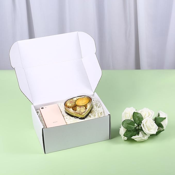 Small Shipping Boxes 8x6x4 Inch (25 Pack) - Sturdy White Corrugated Cardboard Boxes for Small Business, Ecommerce, Mailing & Packaging | Recyclable Gift & Storage Boxes