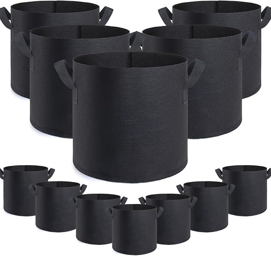 12 Pack 15 Gallon Grow Bags,Premium Fabric Pots 15 Gallon for Healthy Plant Growth - Durable and Reusable Garden Bags to Grow Vegetables,Fruits,and Flowers