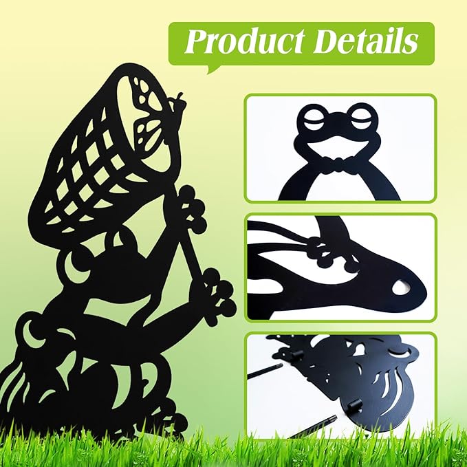 Frog Metal Garden Stakes Decorative, Gifts for Women/Men/Frog Lovers Gifts,Black Frog Silhouette Statues Garden Decor for Outside,Outdoor Decor,Yard Art,Patio,Lawn Ornaments