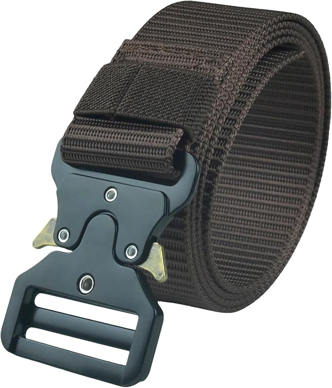 Tactical Belt, Military Hiking Rigger 1.5" Nylon Web Work Belt with Heavy Duty Quick Release Metal Buckle
