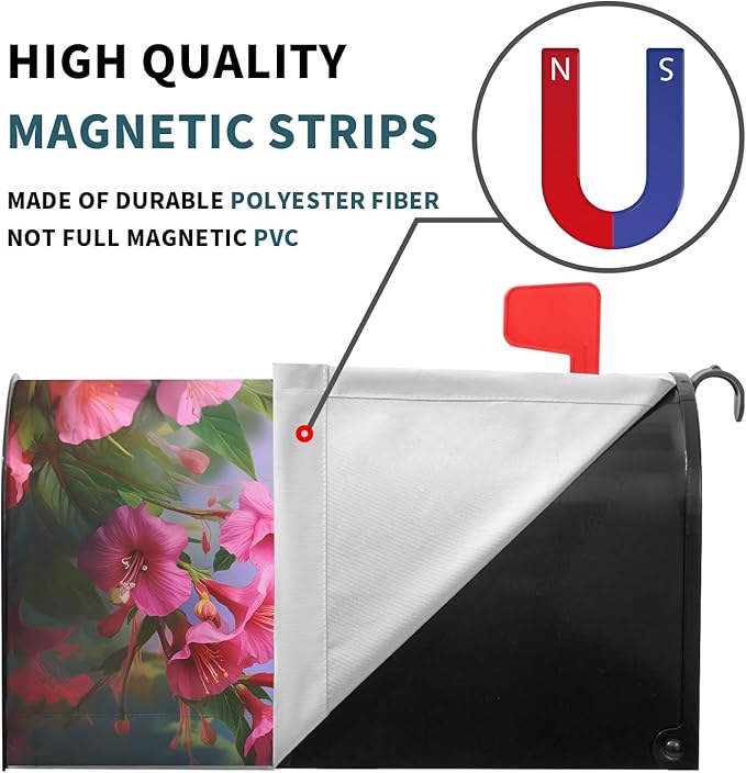 Flowers Magnetic Mailbox Cover - 18 x 21 Inch Bird & Floral Design - Spring/Summer Mailbox Wrap