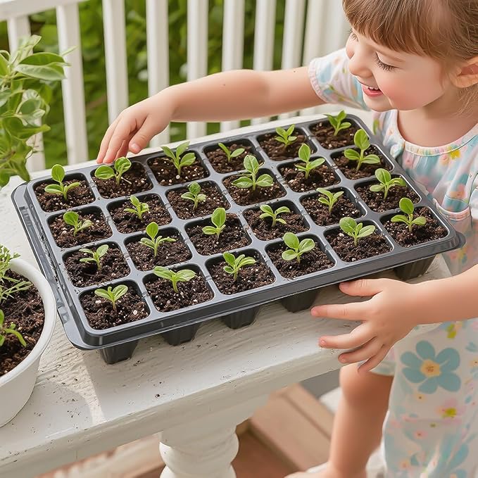 10 Pack Seed Starter Tray, 240 Cells XL Seedling Trays (2'' Each Cell) with Humidity Dome & Vented Lid, Mini Greenhouse Propagator for Plant Growing, Gardening Supplies