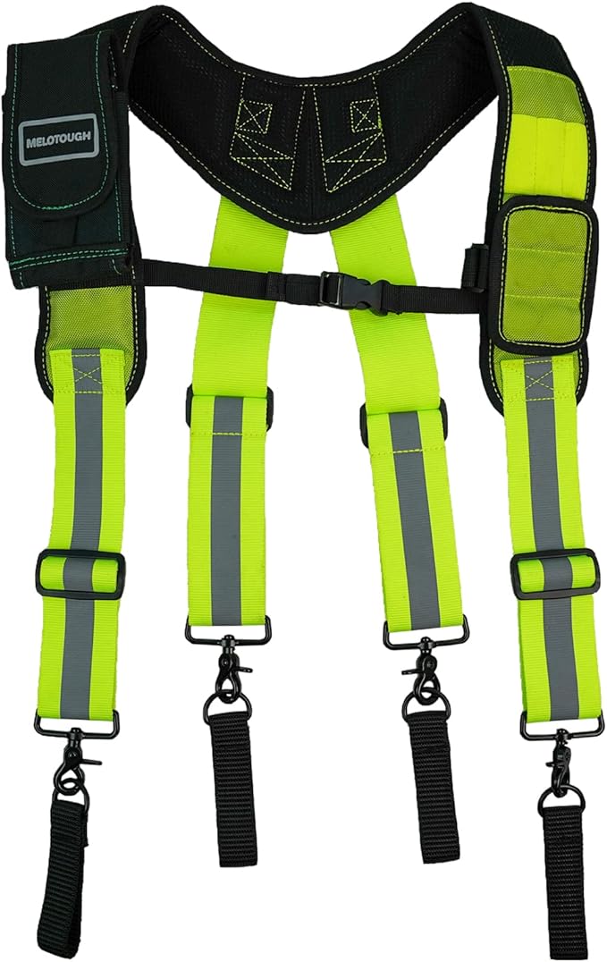 MELOTOUGH Magnetic Tool Belt Suspenders with Magnetic WristBand for Work Belt Padded Suspenders Constrcution