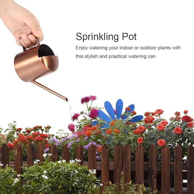 Milltrip Small Watering Can, 300ml Small Stainless Steel Watering Can Plant Flower Long Spout Sprinkling Pot for Home Use