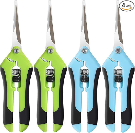 BEoffer 4 Pack Pruning Shears, 6.5 Inch Garden Scissors Gardening Hand Pruning Snips with Straight Stainless Steel Precision Blades for Gardening Flower Plant Precise Trimming and Pruning Maintenance