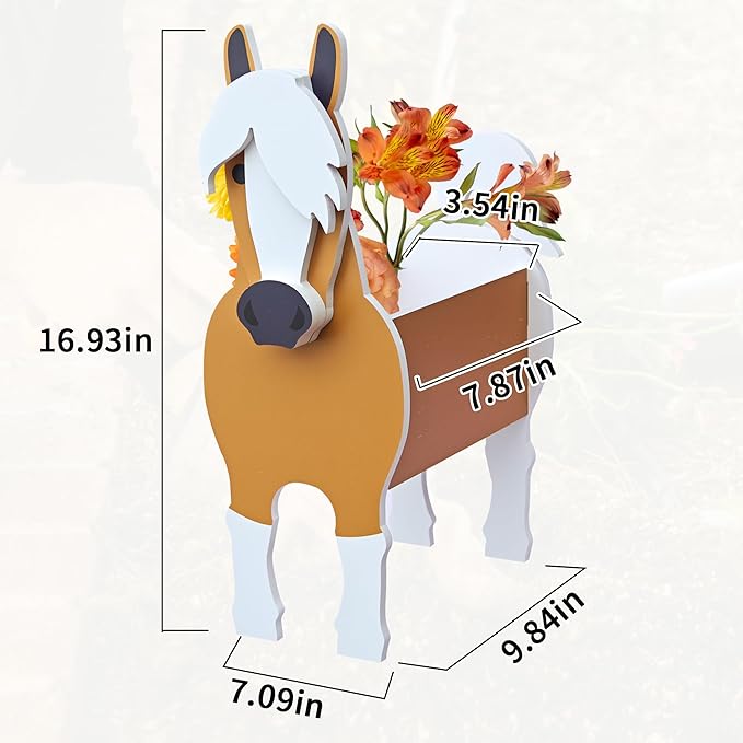 Horse Planter, Cute Animal Shape Flower Planters, Plant Pots for Indoor/Outdoor Garden Decor, Unique Gifts/Souvenirs for Pet Lovers (Large)