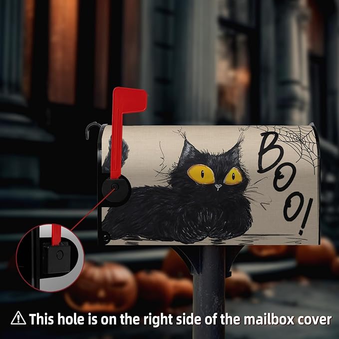 Halloween Cat Mailbox Covers - Magnetic Boo Mailbox Wraps - Standard Size Spider Net - Garden Decorations - 21" X 18"