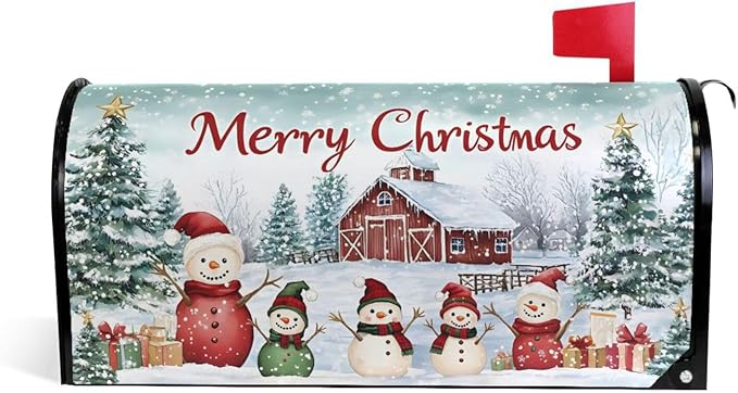 SUABO Mailbox Cover Christmas Snowman Oversize Magnetic Mailbox Covers Wraps for Christmas Home Yard Garden Decor