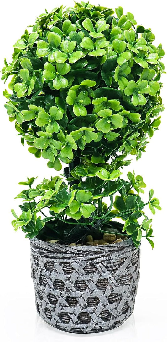 Artificial Plants Potted Indoor, Small Fake Plant Bonsai Tree for Office Desk, 11.81'' Faux Plants Decor for Shelf Bathroom Farmhouse Living Room Coffee Decor