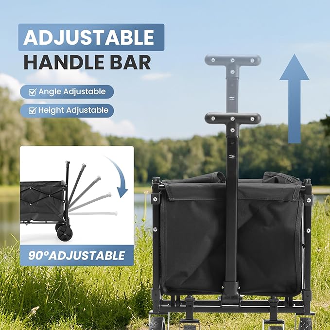 NEWBULIG Collapsible Wagon Cart with Wheels Foldable - Folding Utility Heavy Duty Wagons Carts for Grocery Sports Garden Shopping Camping Wheelbarrows
