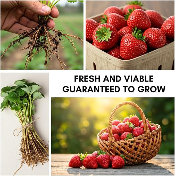 Sugar Berry Red Strawberry Plants for Growing - Prolific New Breed with Huge Yields and Amazing Sweet Flavor (10 Plants)