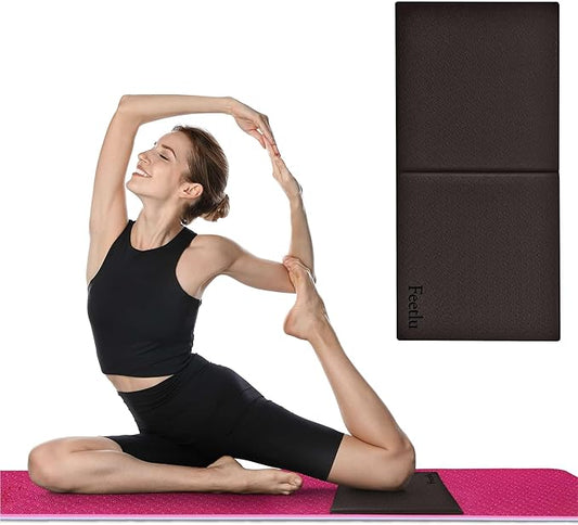 Yoga Knee Pad Cushion Exercise Knee Pad Folding, 1/2" Thick 24"x12" Eliminate Pain During Yoga or Exercise Workout– Extra Thick Padding& Support for Yoga Pilates, Fitness Exercise