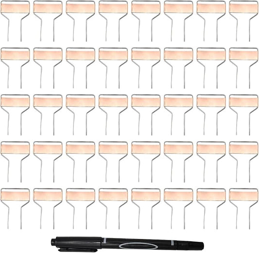 40 PCS 4 Inch Metal Plant Label Stakes, Metal Plant Labels, Copper Plant Tags with 1 Maker Pen for Flowers Vegetables Seedlings Seed