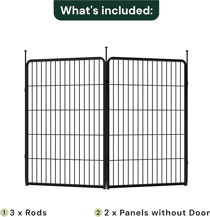 SunsGrove Garden Fence 40 in(H) x 4.5 ft(L) 2 Panels, Heavy Duty Metal Animal Barrier Fence for Dogs, Easy No-Dig Setup, Decorative Dog Fences, Black