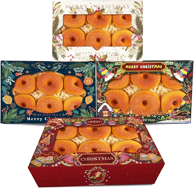 qiqee Christmas Cookie Box with Window 9x6x2.5 inch 50Pcs Pastry Macaron Retro Christmas Bakery Box For Christmas